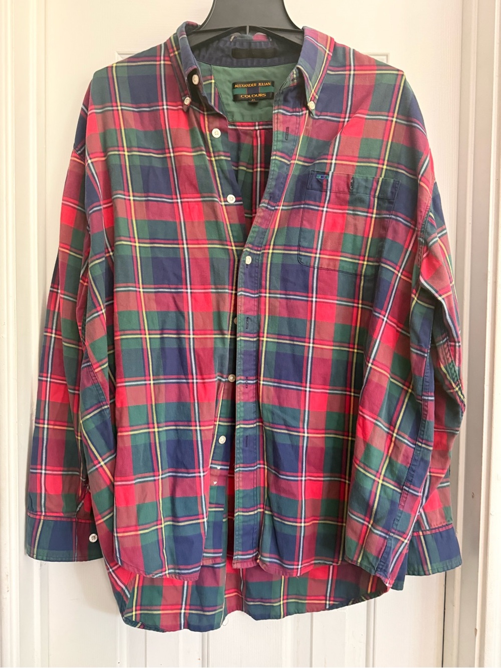 Alexander Julian Red Green Blue Plaid Button-Down Shirt
